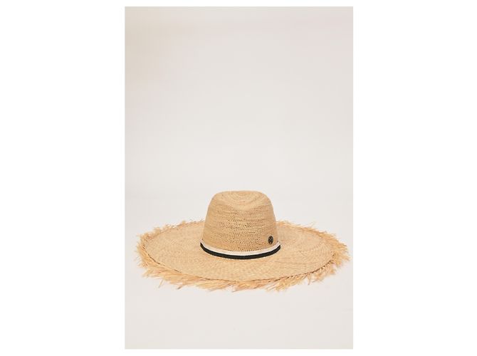 Cappello Big Kate di Maison Michel in rafia beige Marrone Rosso - vista 4