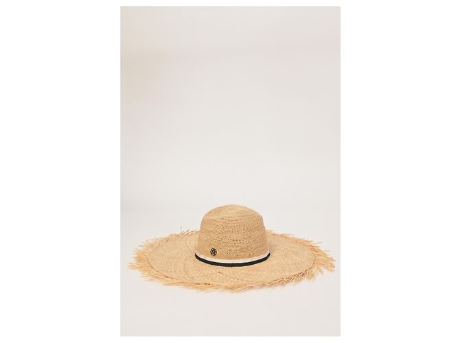 Cappello Big Kate di Maison Michel in rafia beige Marrone Rosso - vista 5