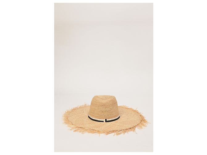 Cappello Big Kate di Maison Michel in rafia beige Marrone Rosso - vista 6