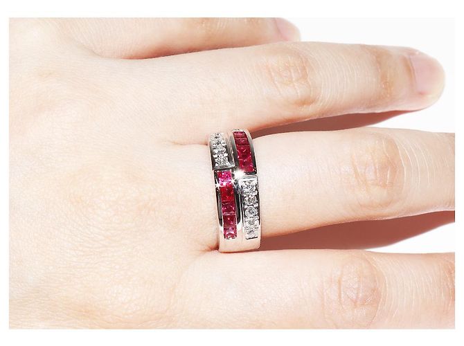 Autre Marque Anillo Pt950 Rubí 1.00ct Diamante 0.25ct Tamaño 12.5 - vista 6