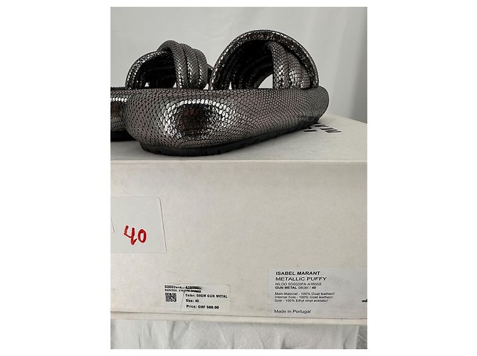 Sandali Isabel Marant Niloo Pelle Argentata Effetto Serpente Argento - vista 5
