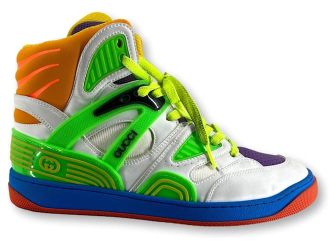 Sneakers alte Gucci Bianco Rosso Verde Arancione Porpora - vista 3