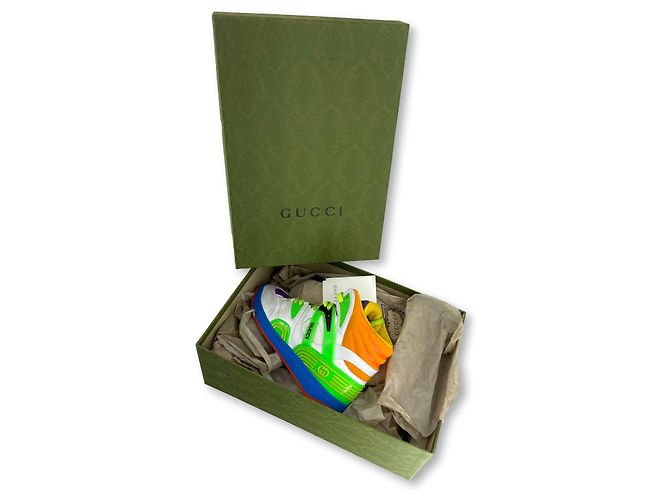 Sneakers alte Gucci Bianco Rosso Verde Arancione Porpora - vista 4