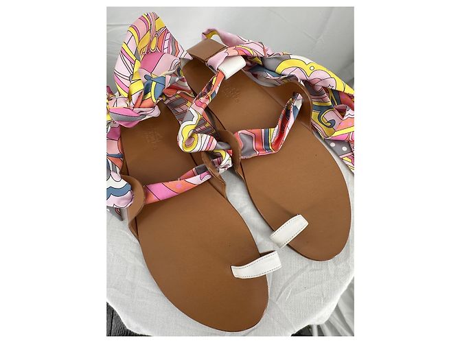 Sandalias Hermès Twilly de cuero y seda Multicolor - vista 3