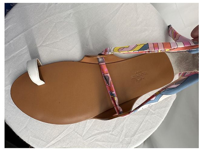 Sandalias Hermès Twilly de cuero y seda Multicolor - vista 4