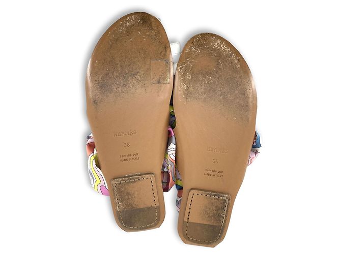 Sandalias Hermès Twilly de cuero y seda Multicolor - vista 7