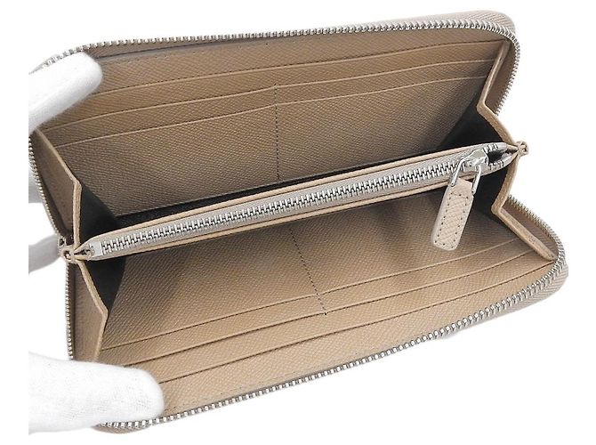 Autre Marque Portafoglio lungo con zip rotondo in pelle Bvlgari Beige - vista 3