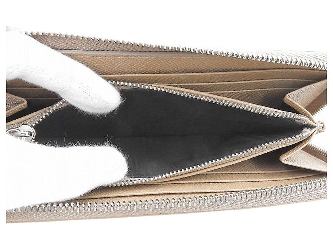 Autre Marque Portafoglio lungo con zip rotondo in pelle Bvlgari Beige - vista 4