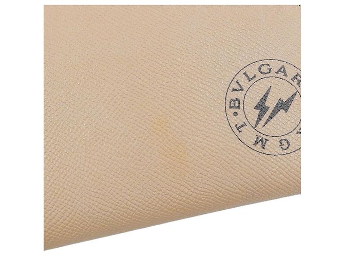 Autre Marque Portafoglio lungo con zip rotondo in pelle Bvlgari Beige - vista 5