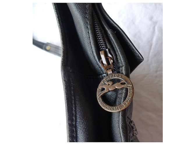 Borsa a tracolla Longchamp in pelle di agnello nera Nero - vista 4