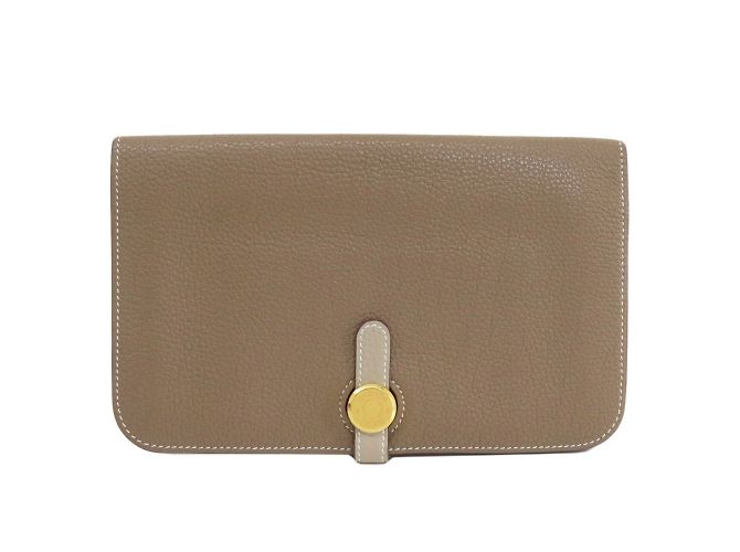 Hermès Cartera larga Hermes Dogon Duo GM Etoupe Beige - vista 11