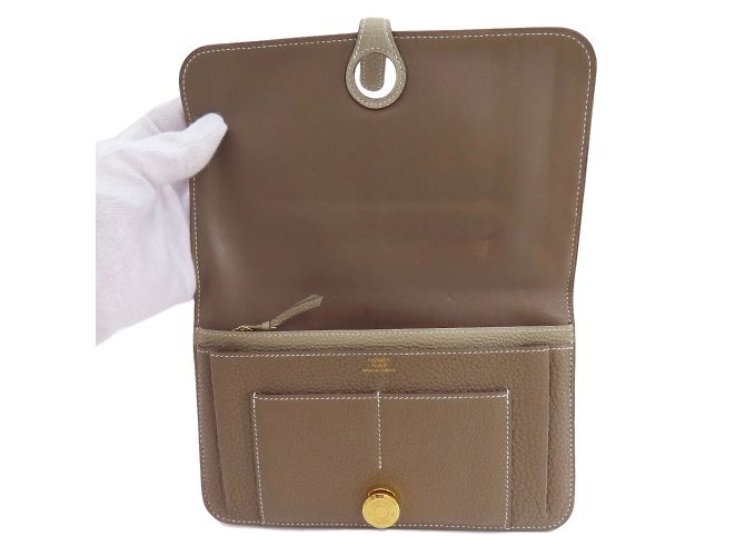 Hermès Cartera larga Hermes Dogon Duo GM Etoupe Beige - vista 4