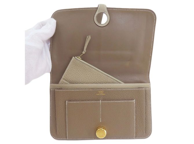 Hermès Cartera larga Hermes Dogon Duo GM Etoupe Beige - vista 5