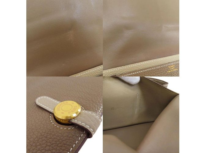 Hermès Cartera larga Hermes Dogon Duo GM Etoupe Beige - vista 7