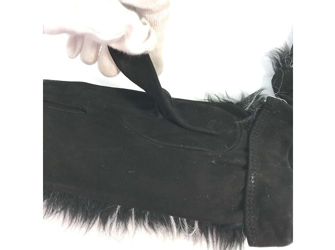 Guanti caldi in pelle nera Chanel Nero - vista 10