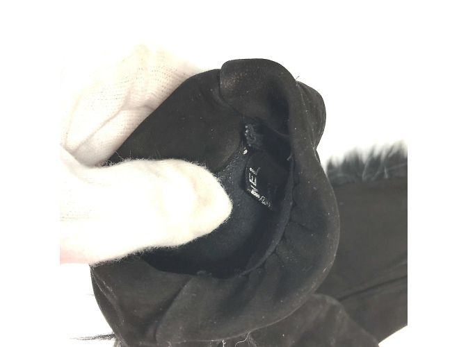 Guanti caldi in pelle nera Chanel Nero - vista 12