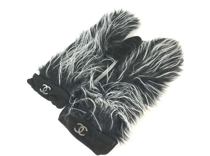 Guanti caldi in pelle nera Chanel Nero - vista 4