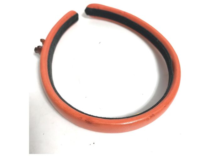 Fascia per capelli in pelle arancione Chanel - vista 4