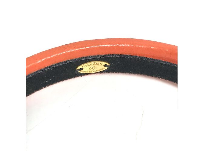 Fascia per capelli in pelle arancione Chanel - vista 6