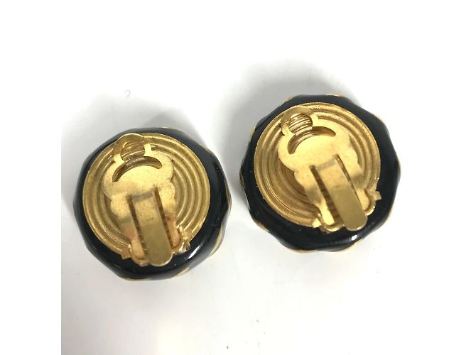 Vintage Gold- und Schwarz-Clip-Ohrringe Chanel 97A Golden - Ansicht 4