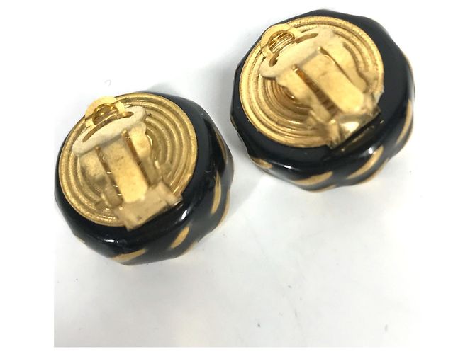 Vintage Gold- und Schwarz-Clip-Ohrringe Chanel 97A Golden - Ansicht 5