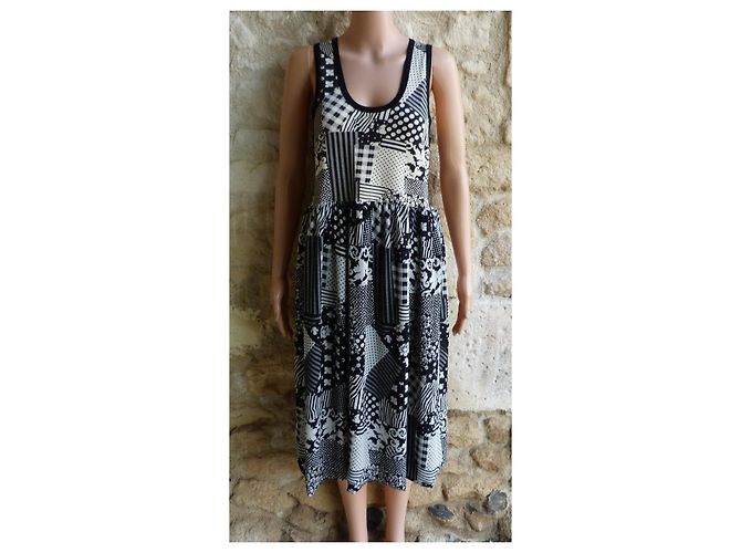 Vestido sin mangas Sonia Rykiel de algodón negro y blanco - vista 2