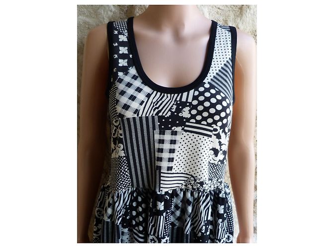 Vestido sin mangas Sonia Rykiel de algodón negro y blanco - vista 3
