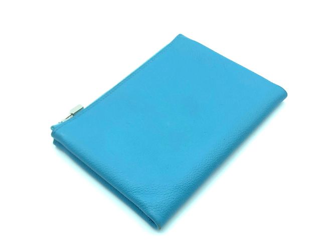 Hermès Neceser de cuero azul Hermes - vista 3