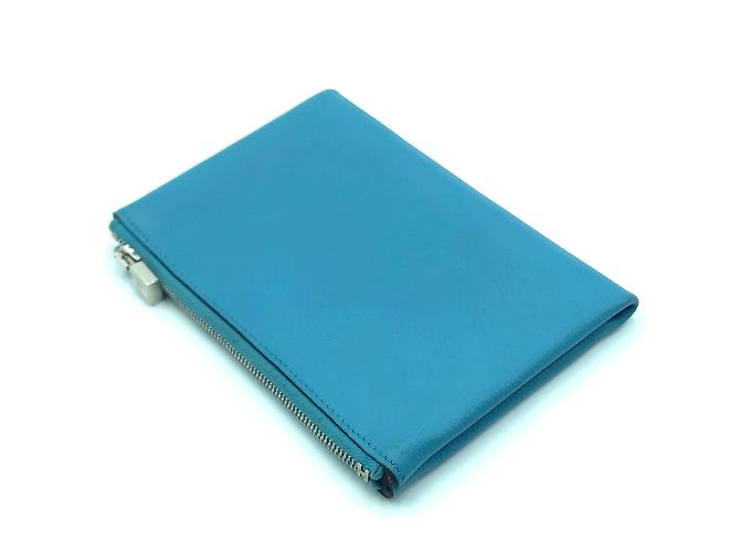 Hermès Neceser de cuero azul Hermes - vista 4