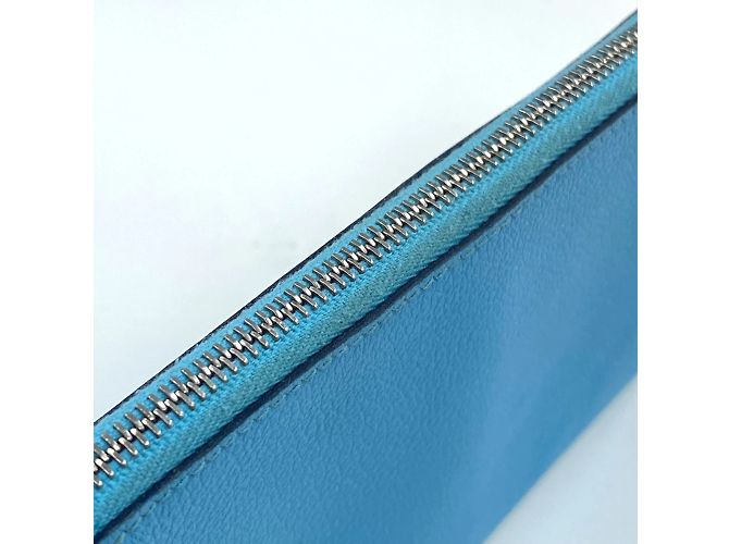 Hermès Neceser de cuero azul Hermes - vista 6