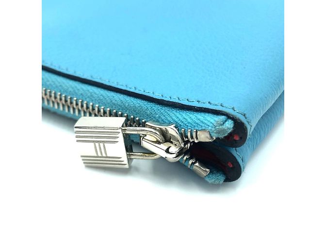 Hermès Neceser de cuero azul Hermes - vista 9