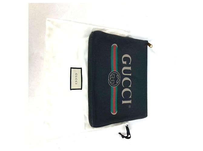 Clutch in pelle nera Gucci 500981 Nero - vista 12
