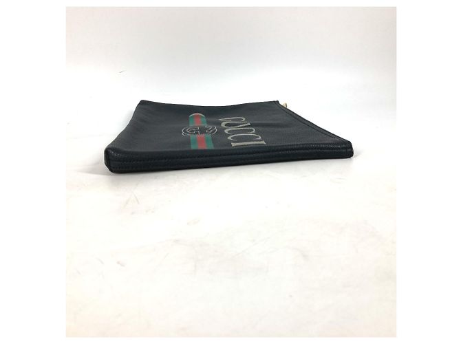 Clutch in pelle nera Gucci 500981 Nero - vista 3