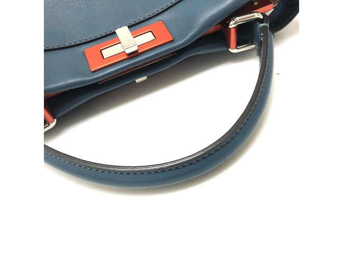 Borsa in pelle blu Fendi 8BN290 - vista 3