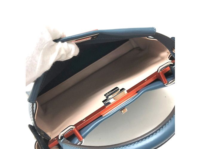 Borsa in pelle blu Fendi 8BN290 - vista 5