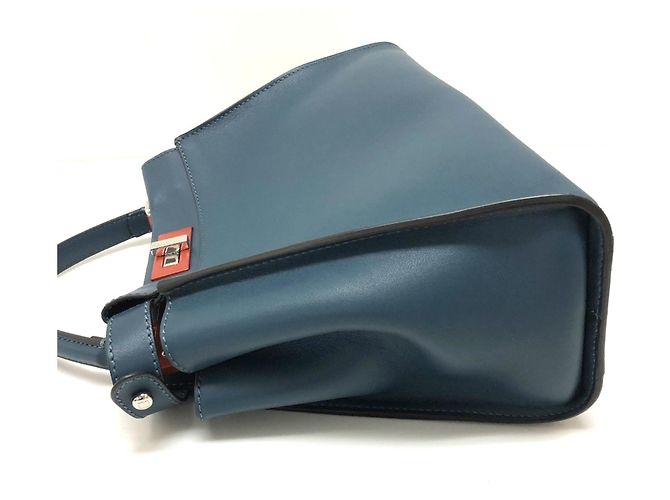 Borsa in pelle blu Fendi 8BN290 - vista 7