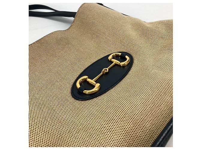 Borsa tote Gucci beige e blu navy - vista 5