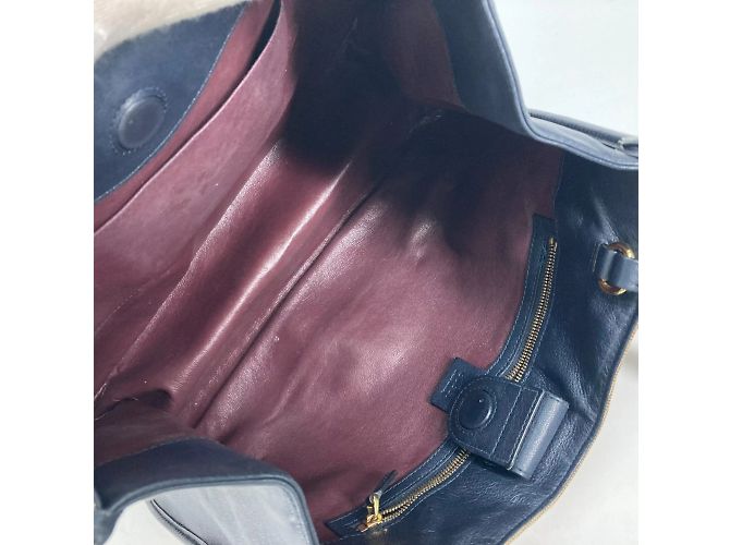 Borsa tote Gucci beige e blu navy - vista 9