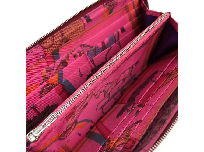 Hermès Silk-In Reißverschluss-Langbörse Ruby Rot - Ansicht 6