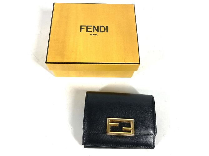 Fendi Black Leather Tri-Fold Wallet - view 2