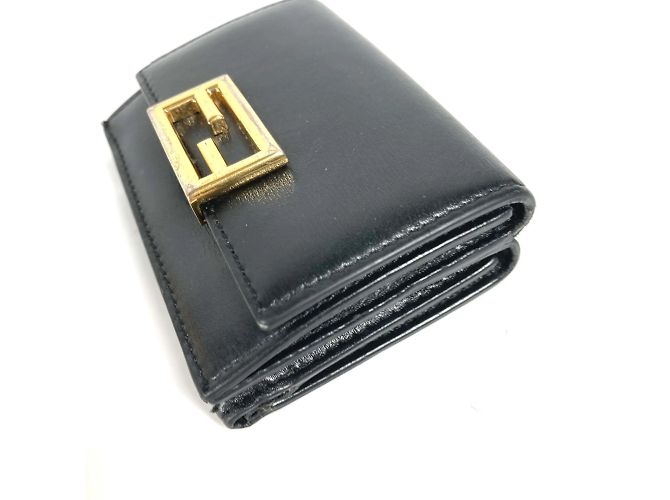 Fendi Black Leather Tri-Fold Wallet - view 3