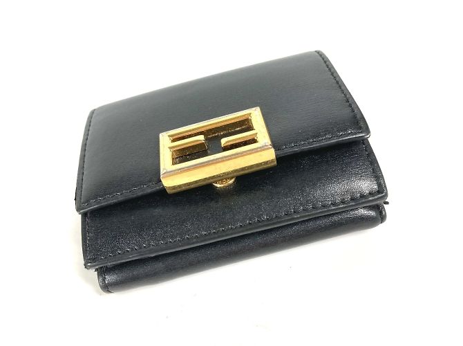 Fendi Black Leather Tri-Fold Wallet - view 8