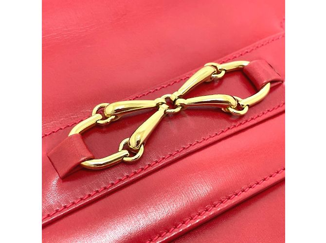 Bolsa de ombro de couro vermelho vintage Gucci - vista 6