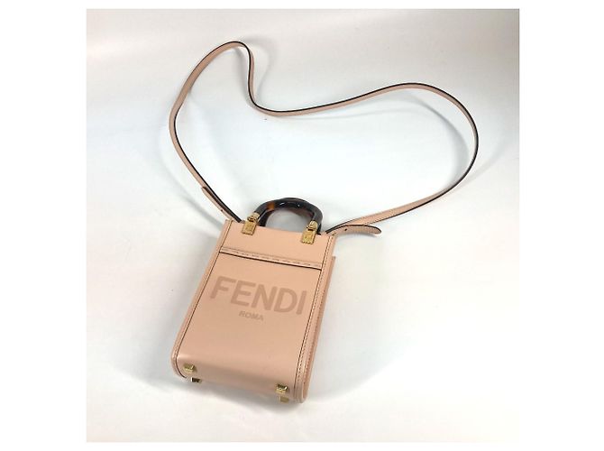 Borsa in pelle beige Fendi 8BS051 - vista 13