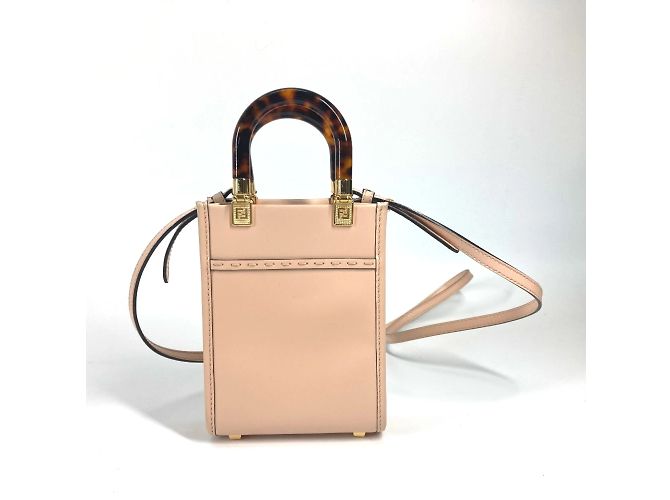 Borsa in pelle beige Fendi 8BS051 - vista 2