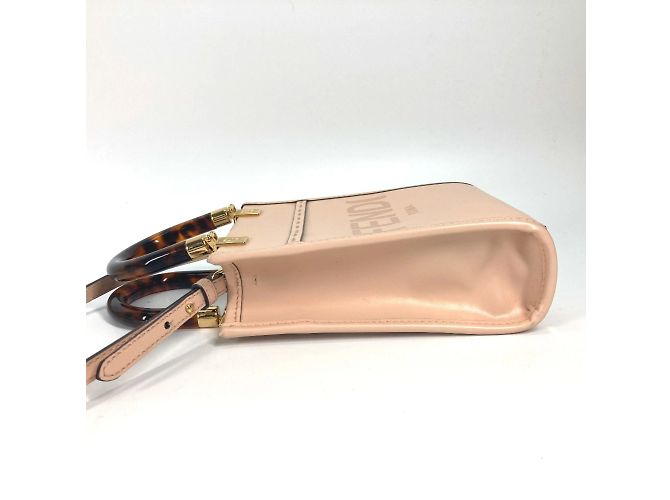 Borsa in pelle beige Fendi 8BS051 - vista 4