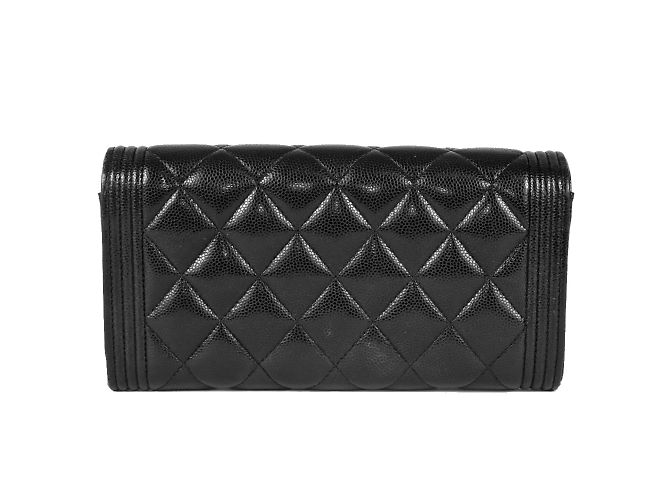 Portafoglio Lungo Boy Chanel in Pelle Caviar Nera Nero - vista 2