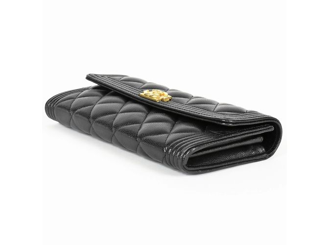 Portafoglio Lungo Boy Chanel in Pelle Caviar Nera Nero - vista 3