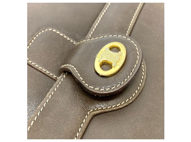 Céline Borsa a spalla in pelle marrone Celine - vista 3