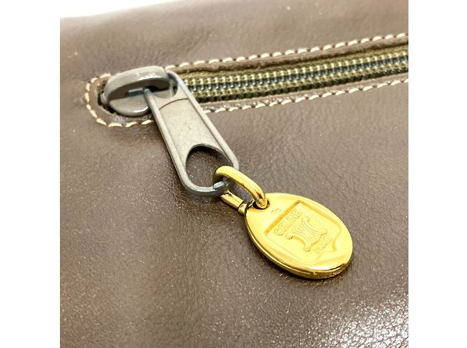 Céline Borsa a spalla in pelle marrone Celine - vista 5